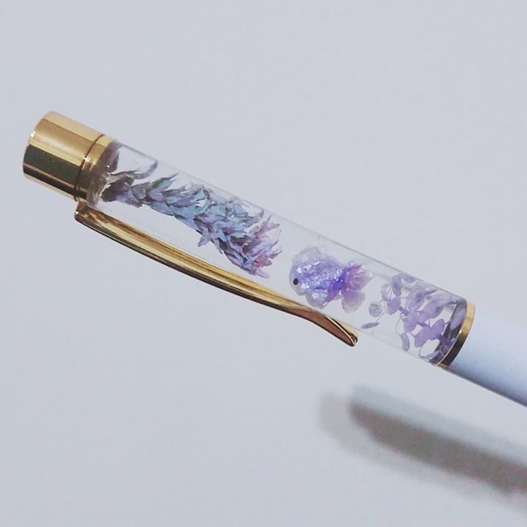 定制化 浮游花笔 迷你小金鱼笔 原子笔 手工制作 - 圆珠笔/中性笔 - 植物．花 