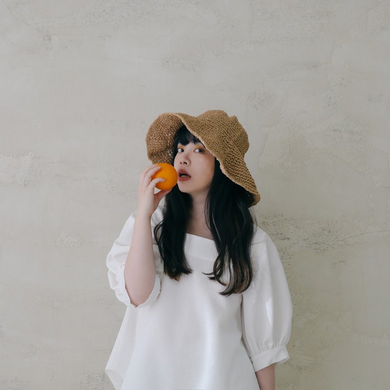 简白方领大蓬袖上衣 - 女装上衣 - 其他材质 白色