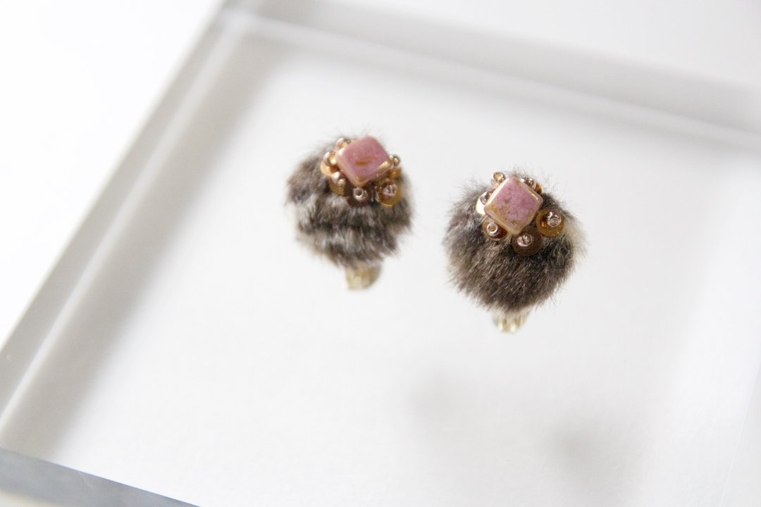 Czech Beads Earrings - 耳环/耳夹 - 宝石 咖啡色