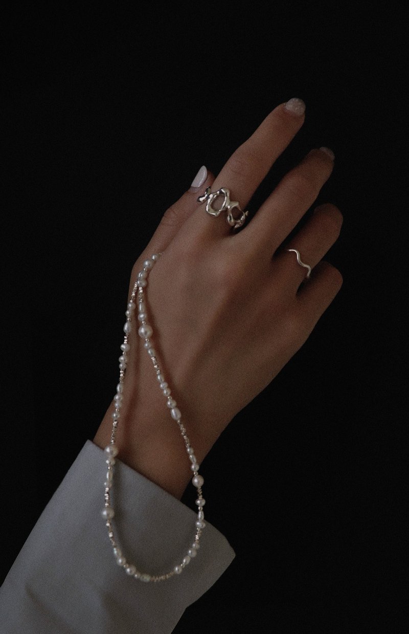 Pearl necklace—Glint I 不规则天然珍珠项链 - 项链 - 珍珠 银色