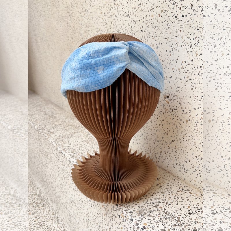 盐缩棉扎染松紧带宽发带 - 发饰 - 棉．麻 蓝色