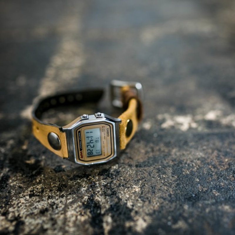 Velor and Nume leather 2TONE watch / Vintage tongue - 女表 - 真皮 黄色