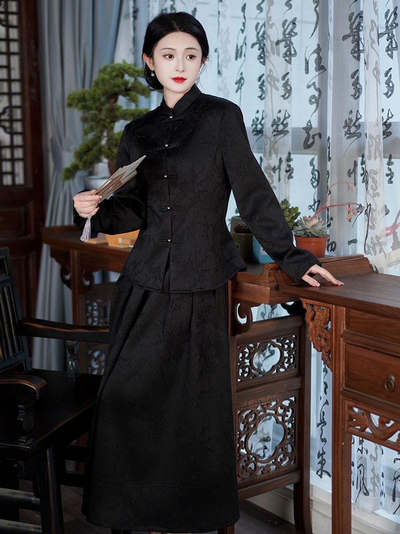 黑色 國風漢服佛系禪意套裝 新中式女裝高級茶服套裝春修行禪服 - 旗袍 - 其他人造纤维 黑色