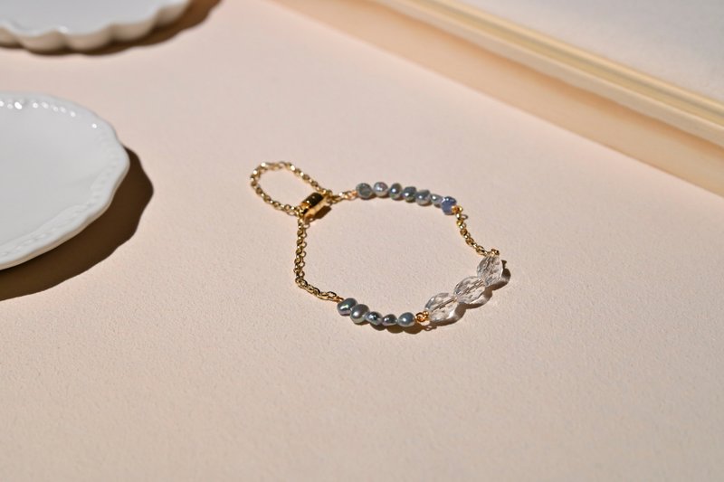 花圈手链 / 白水晶 珍珠 / JIEGEM   姊的珠宝 - 手链/手环 - 水晶 银色