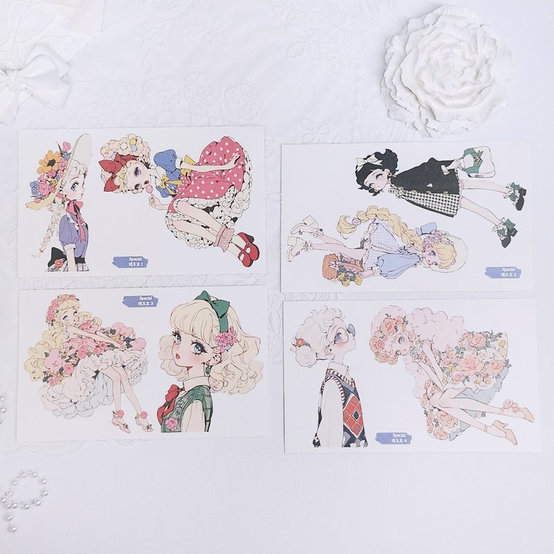 复古女孩贴纸 - 贴纸 - 纸 