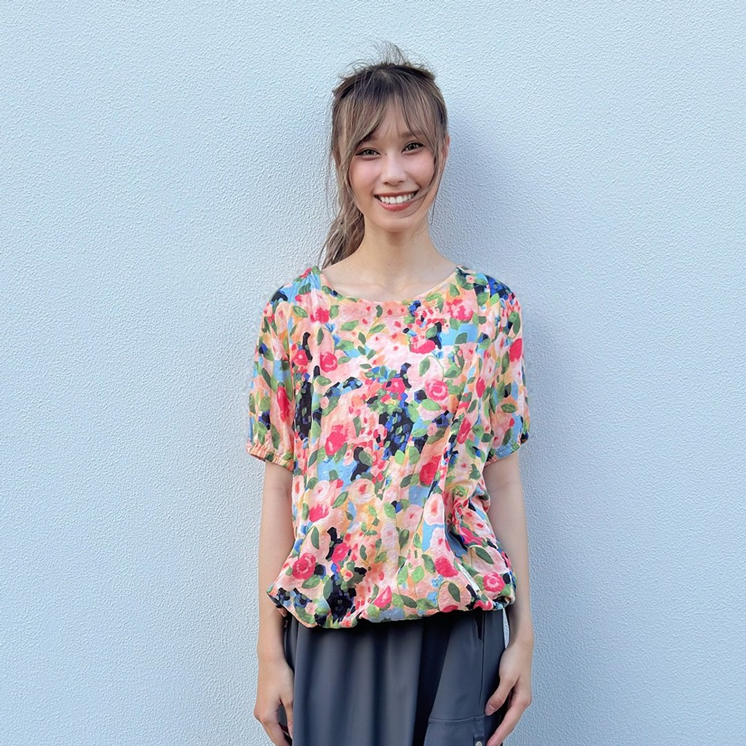 Hana Mokuba 缤纷水彩感花花收边上衣 - 女装上衣 - 其他材质 
