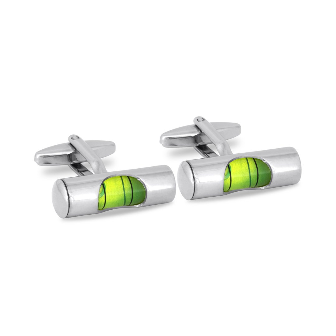 Spirit Level Cufflinks in Green - 袖扣 - 贵金属 多色