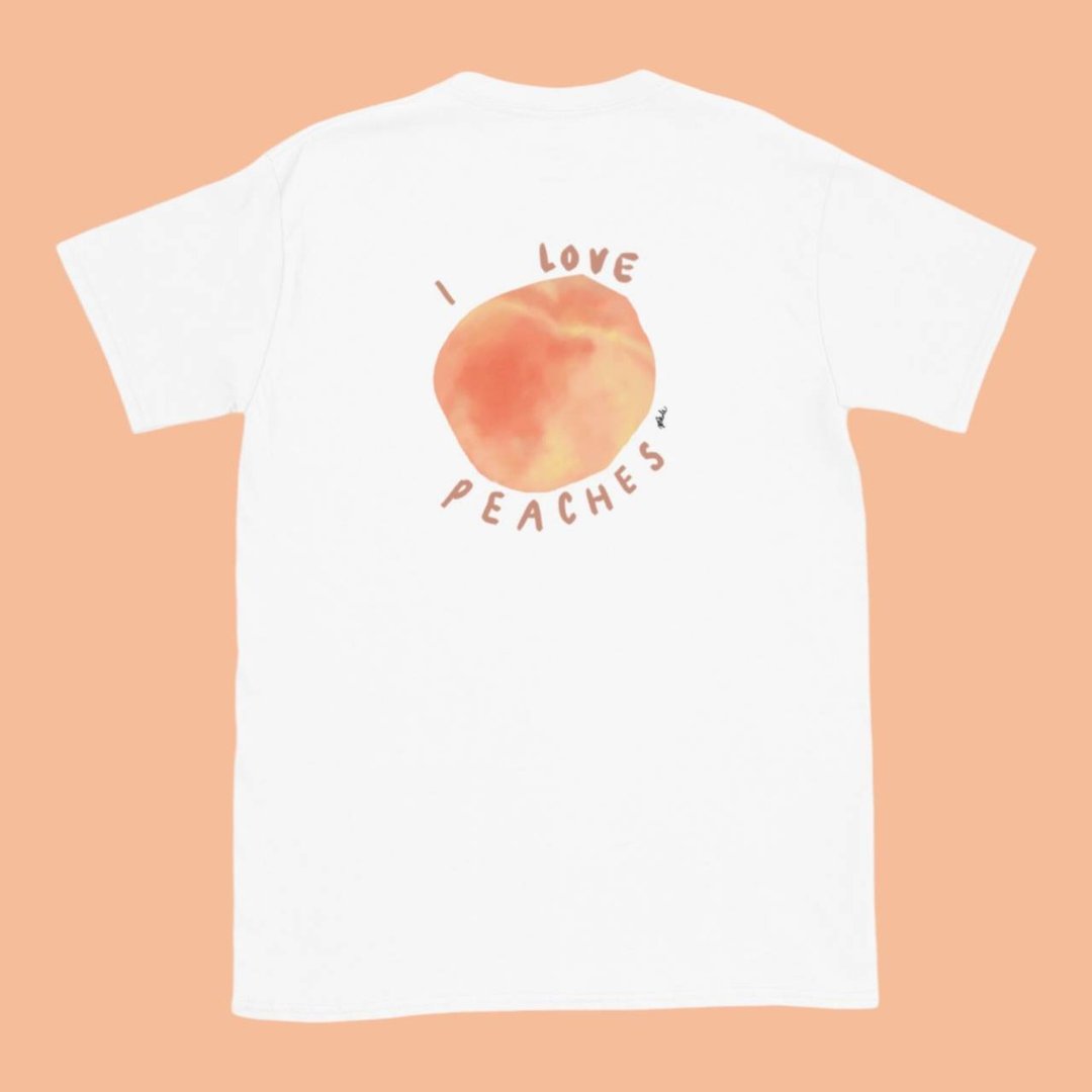 The Peach T恤 - 中性连帽卫衣/T 恤 - 棉 白色