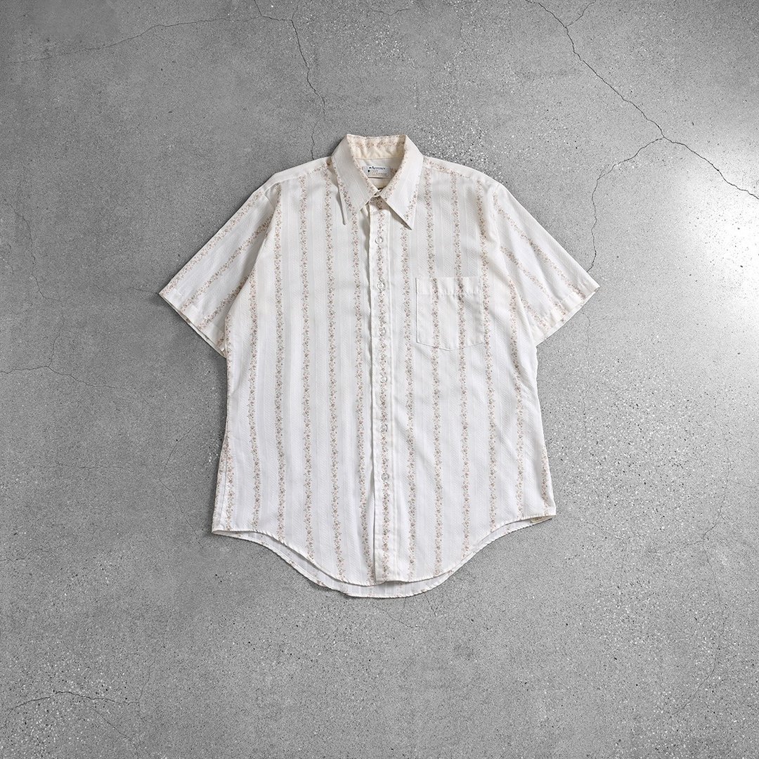 Vintage美式复古衬衫 / 古巴领衬衫、夏季古着衬衫、复古尖领衬衫 - 男装衬衫 - 其他材质 卡其色