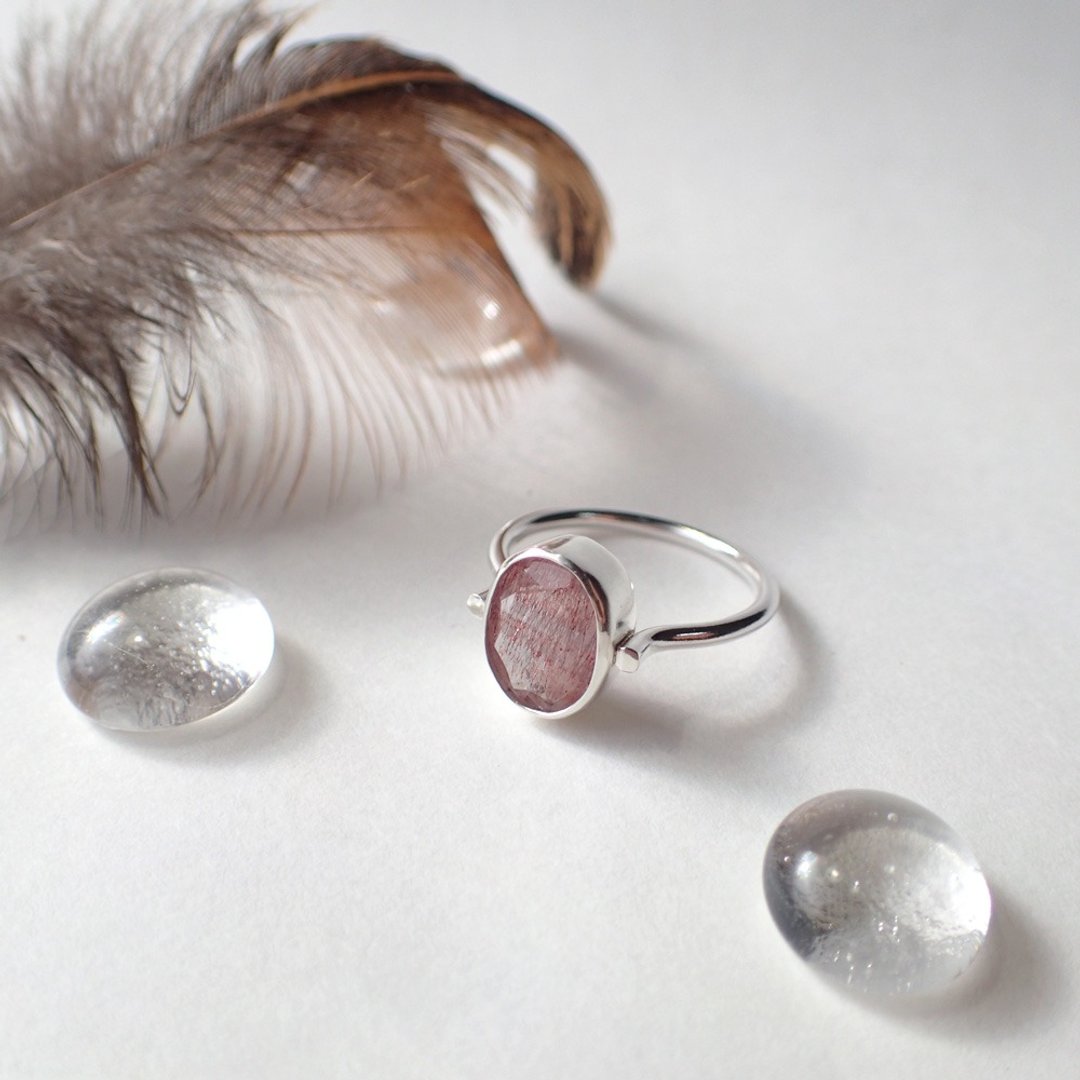 Strawberry quartz ring - 戒指 - 纯银 粉红色
