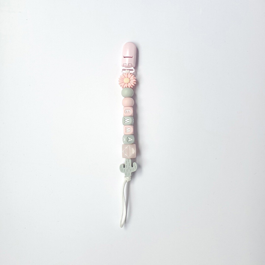 【定制】长款 奶嘴链 奶嘴链夹 / 9颗珠珠 / 食用级硅胶 - 奶瓶/奶嘴 - 硅胶 多色