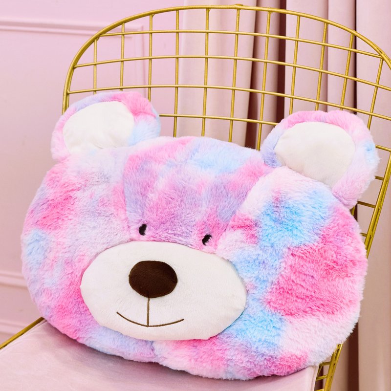 CANDY BEAR 呼噜噜吹泡泡的泡泡糖熊 熊头小抱枕 45cm - 枕头/抱枕 - 聚酯纤维 多色
