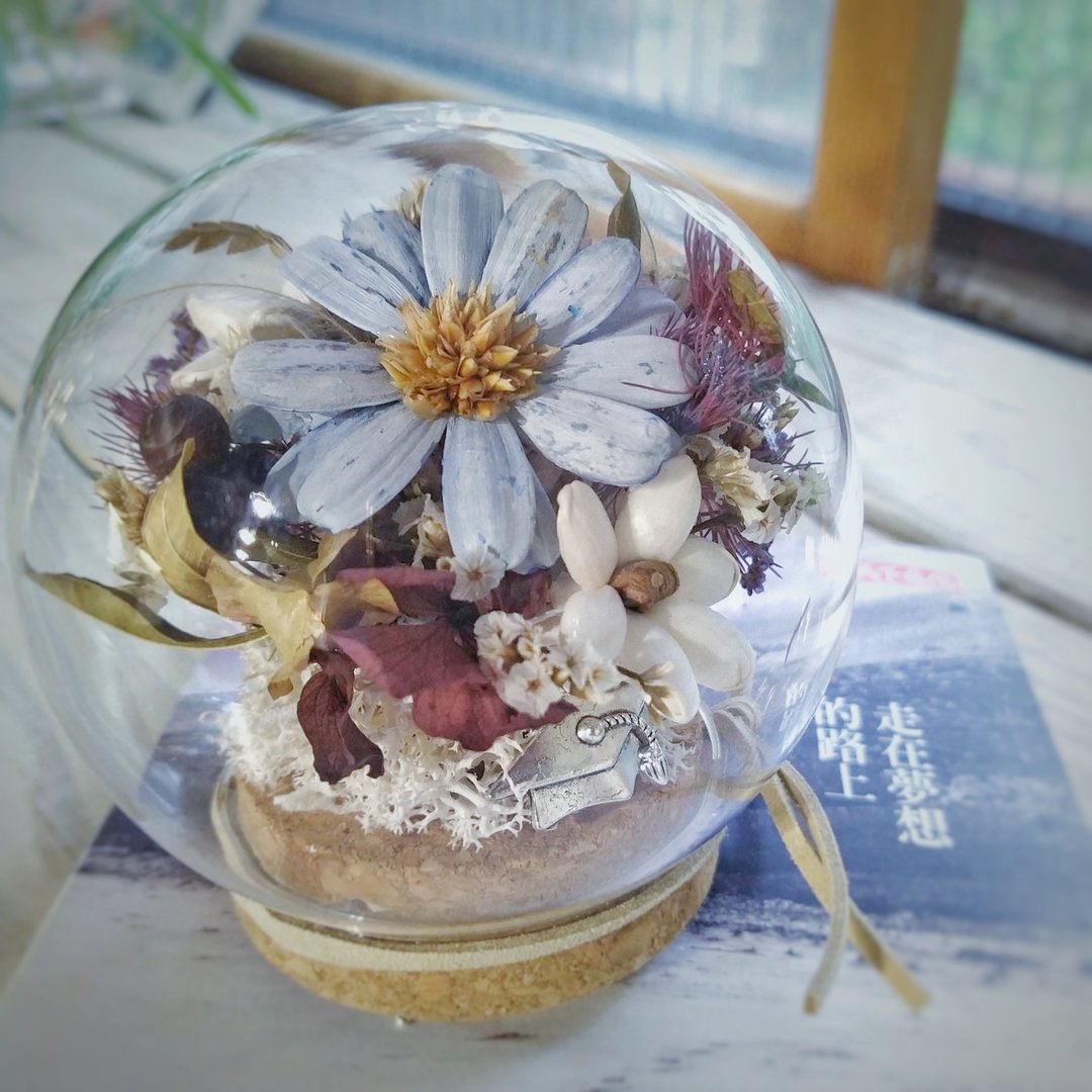 教师节礼物 定制永生花干燥花玻璃球 - 花瓶/陶器 - 植物．花 透明