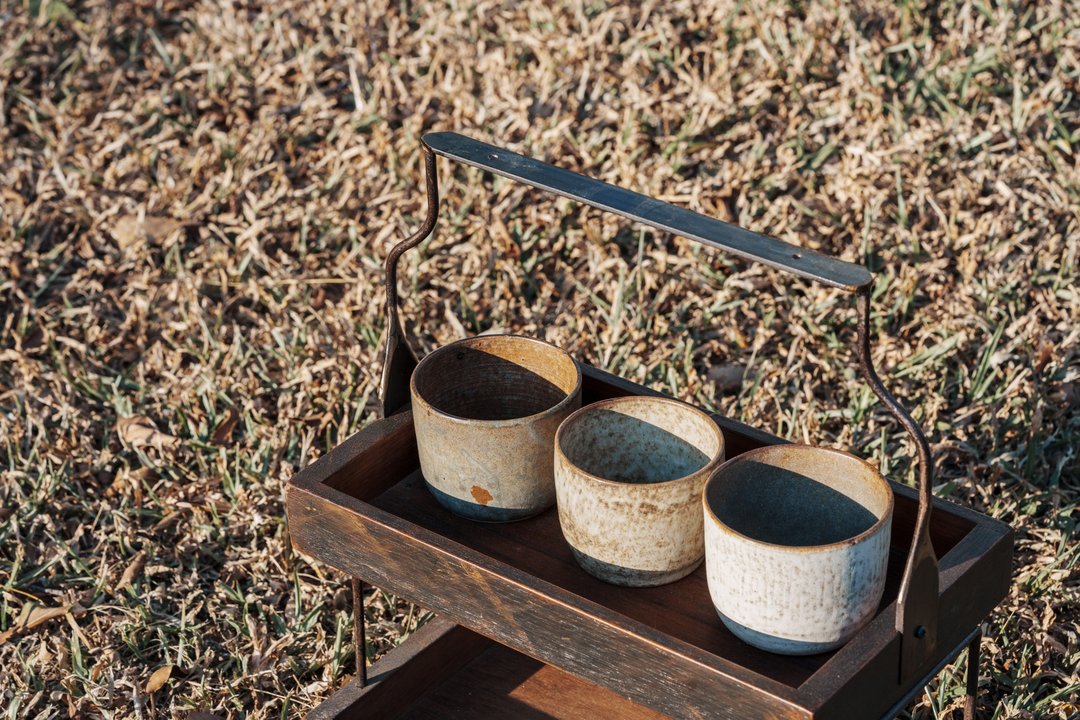 日式茶杯 米白釉 与 棕绿釉 - 其他杯子 - 陶 卡其色