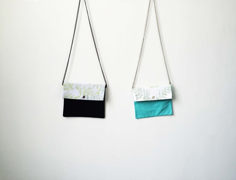 绿叶刺绣 肩背包 手拿包 链条包 帆布包 小包 随身包 - 侧背包/斜挎包 - 棉．麻 绿色