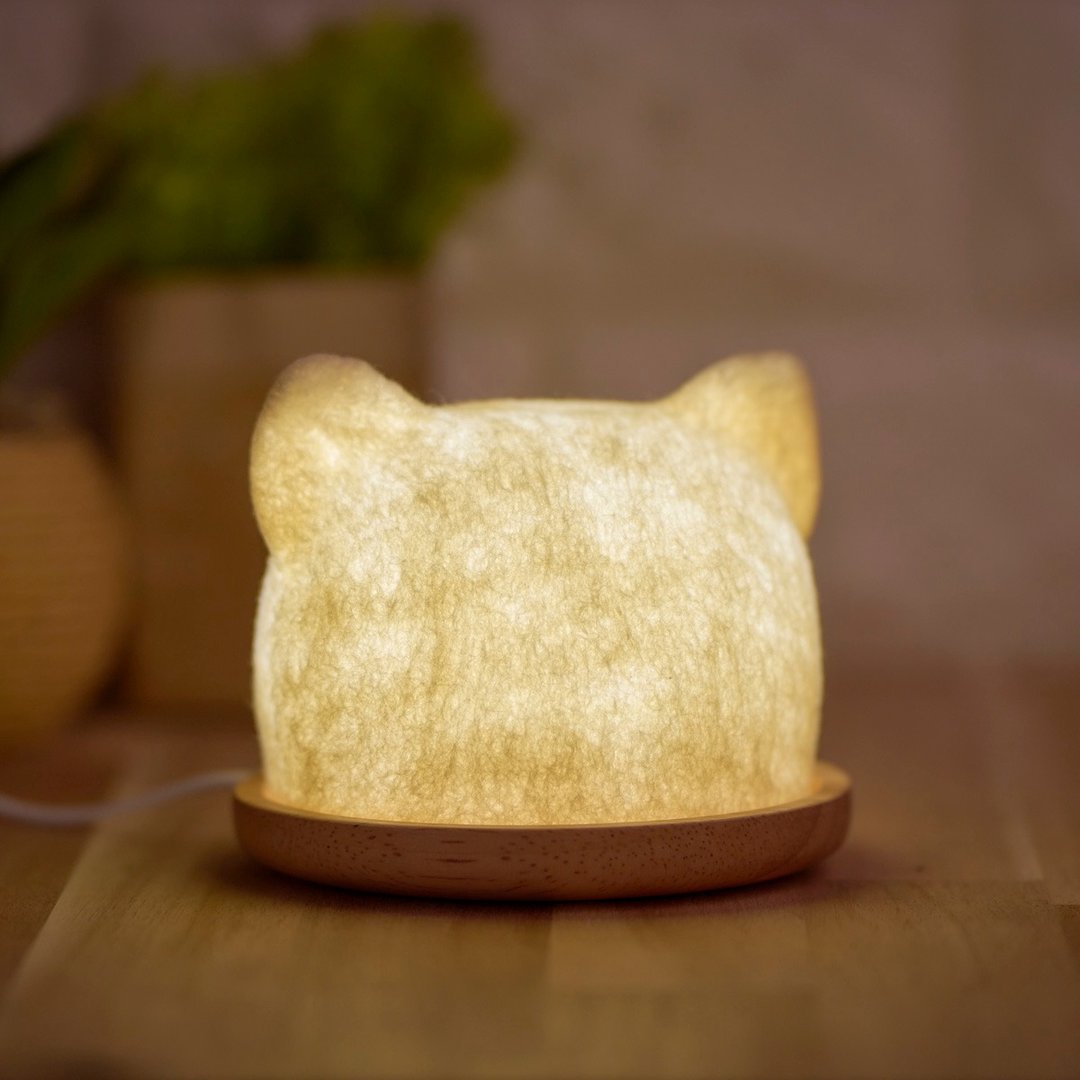 【订制生产】USB 连接式羊毛白猫台灯 - 灯具/灯饰 - 羊毛 白色