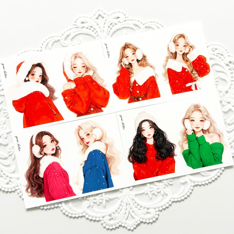 冬日女孩纸胶带 - 便条纸/标签贴 - 纸 多色