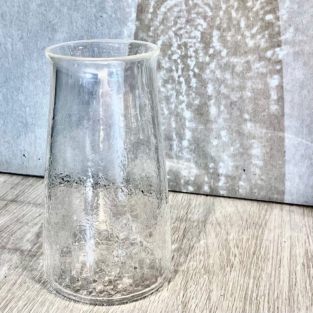 透明冰裂纹简约瓶2 手作玻璃杯 纯手工吹制 - 花瓶/陶器 - 玻璃 透明