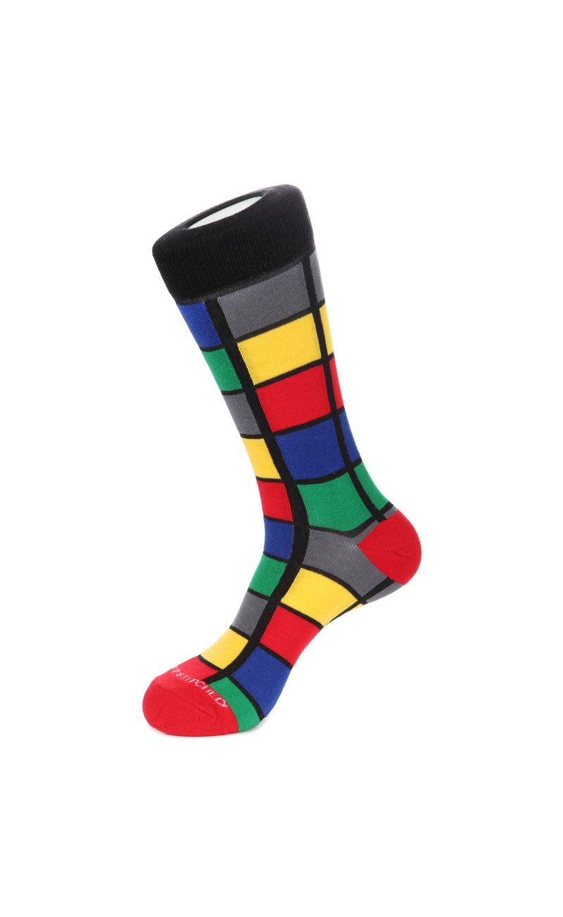 Color Square Socks 彩色格子袜子 by Unsimply Stitched - 袜子 - 棉．麻 多色