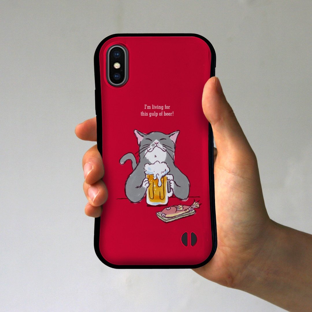 Grip iPhone Case Cat is Beer Red - 手机壳/手机套 - 塑料 红色