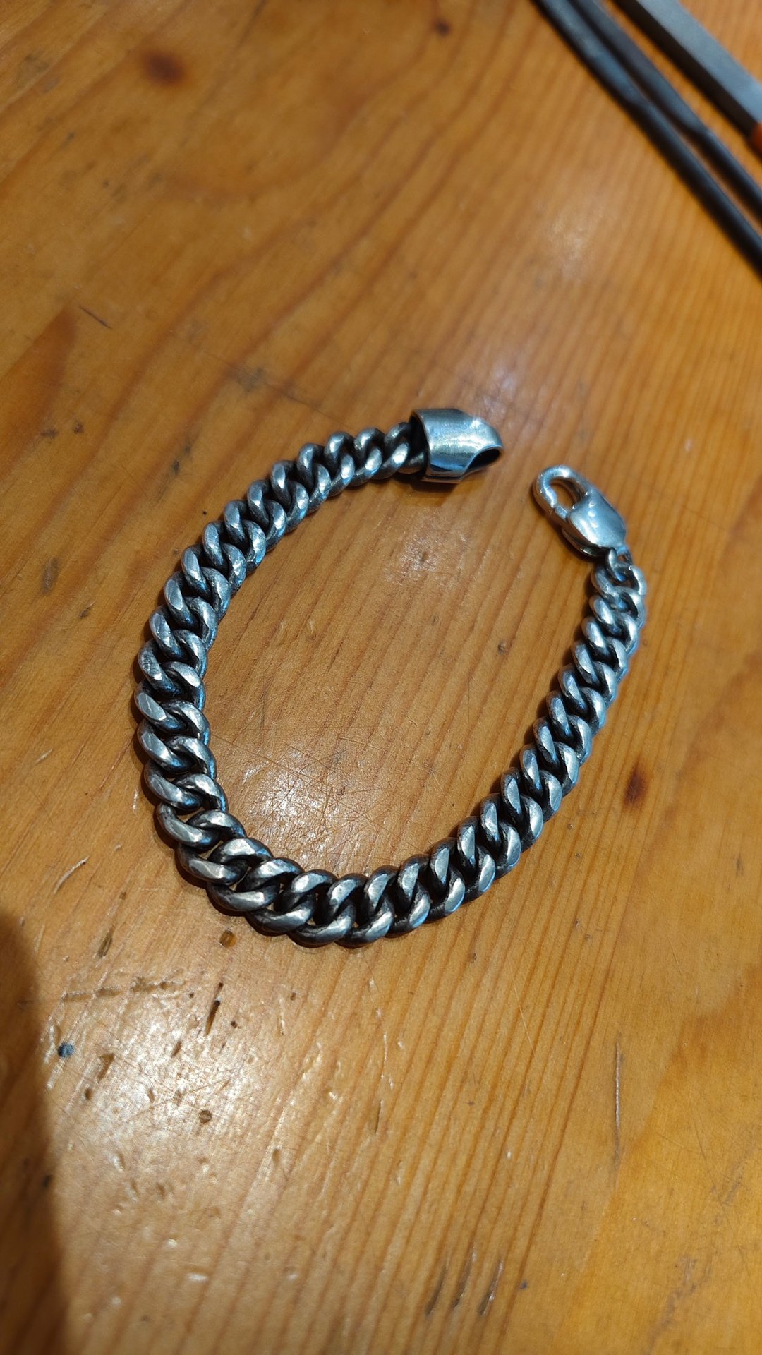手工纯银古巴链 cuba chain - 手链/手环 - 贵金属 银色