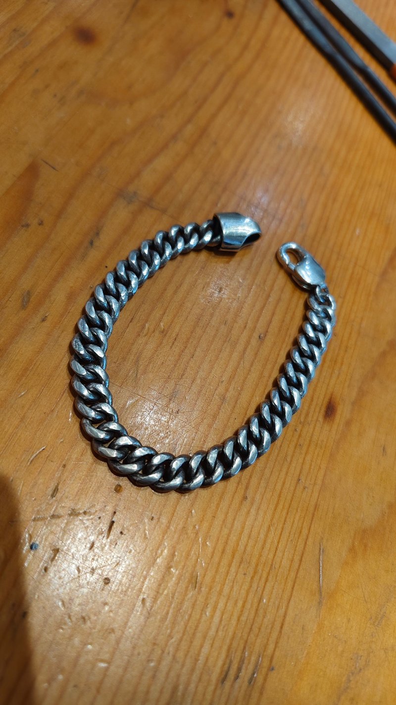手工纯银古巴链 cuba chain - 手链/手环 - 贵金属 银色