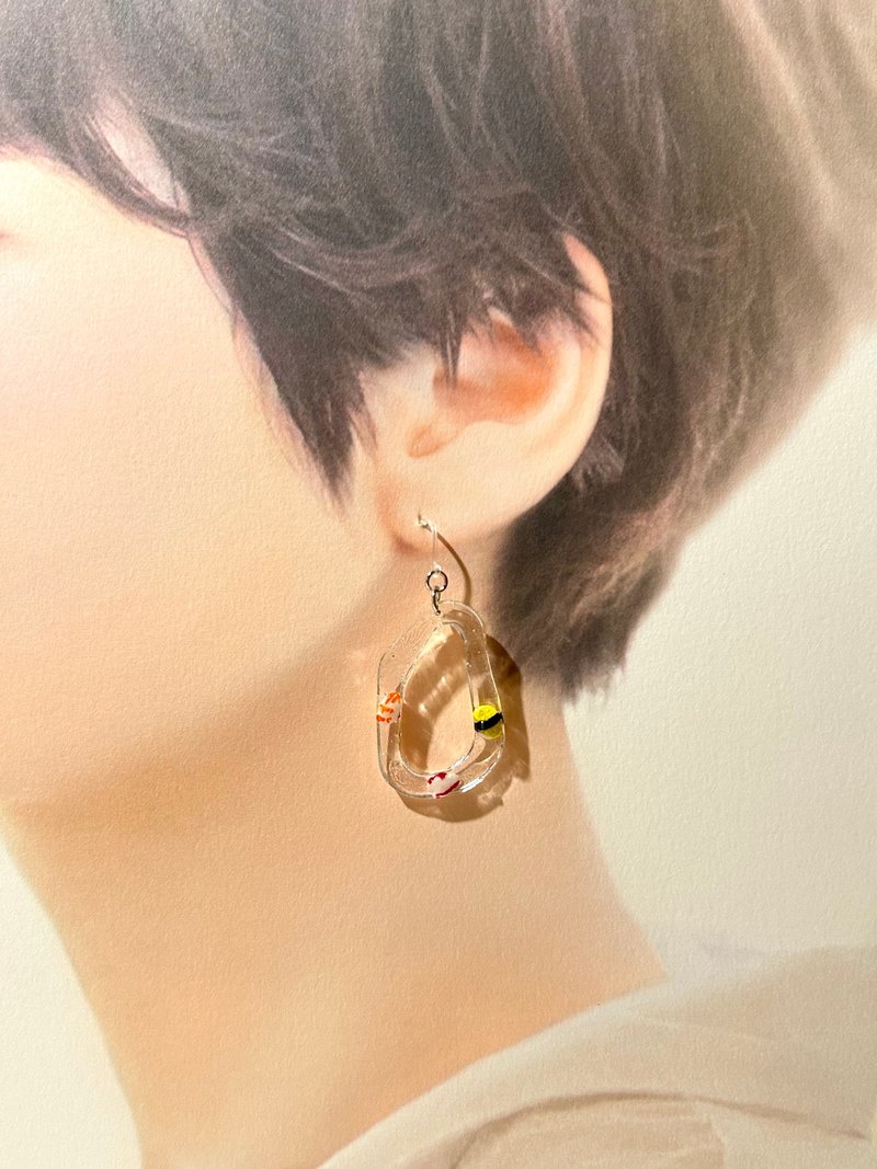 可选寿司树脂耳环 2 - 耳环/耳夹 - 树脂 银色