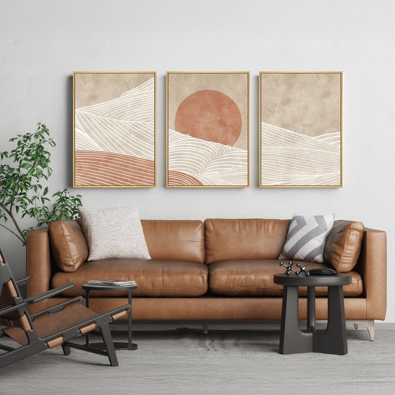 日出山景联画组合优惠-轻奢流金山峰挂画/黄金日出山脉装饰画 - 海报/装饰画/版画 - 其他材质 多色