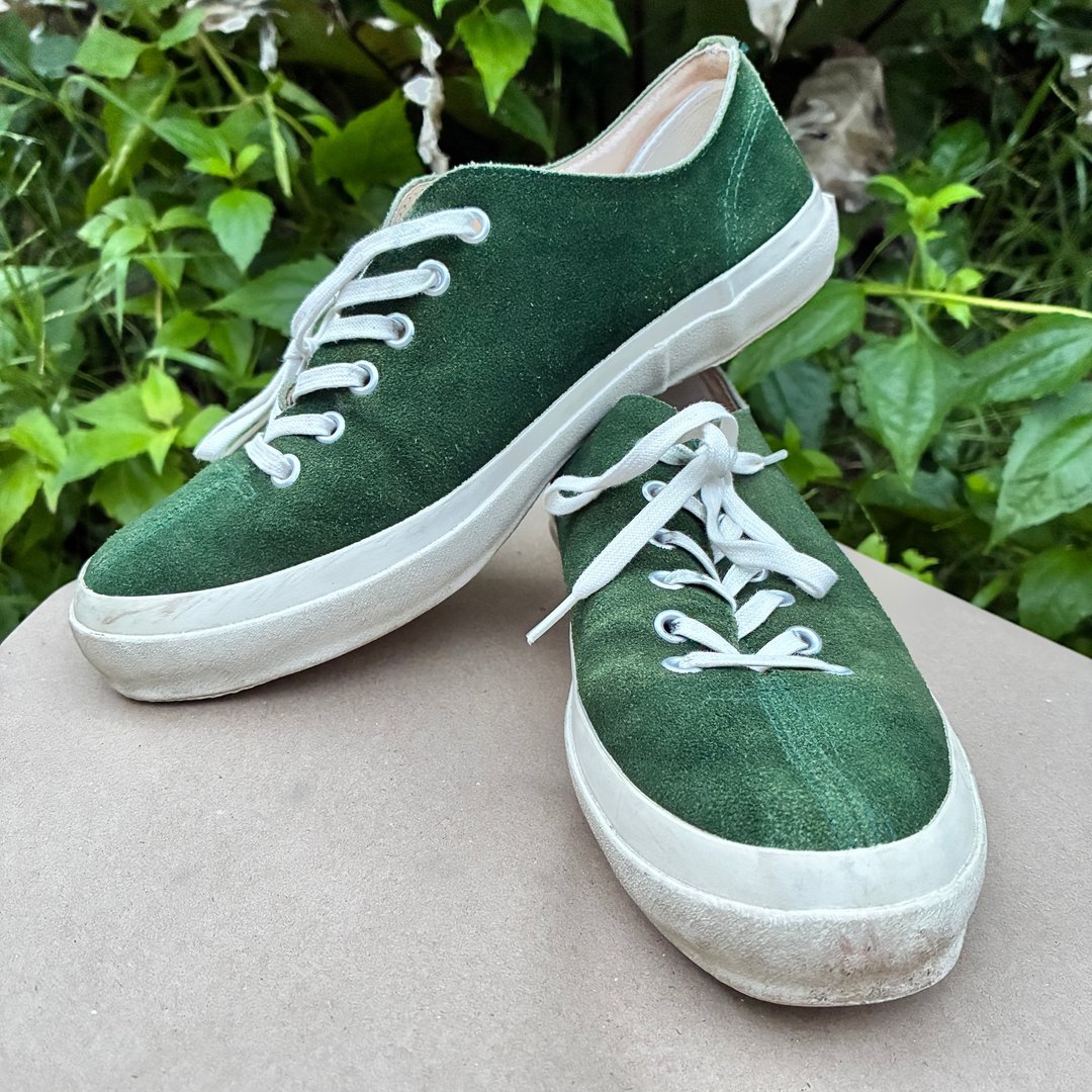 Moonstar Minima 绿色麂皮 Fine Vulcanized 硫化帆布鞋 日本久留米制造 - 男款休闲鞋 - 棉 绿色