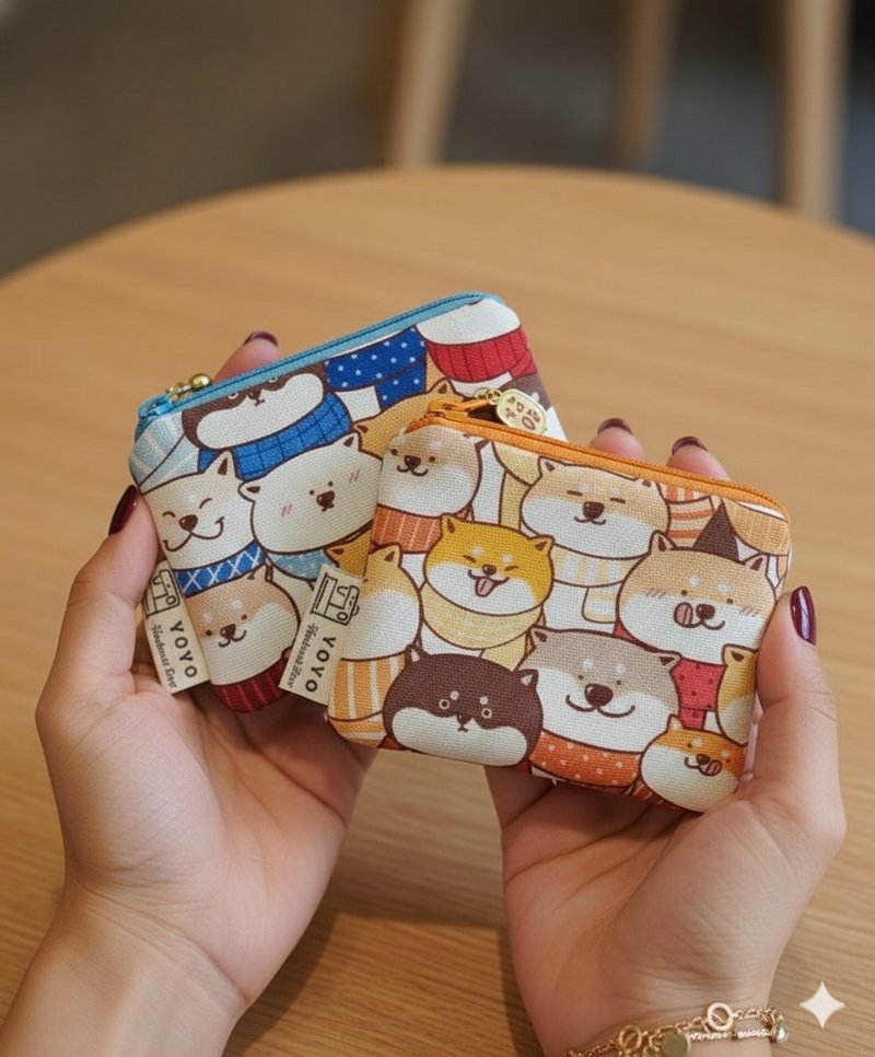YOYO文创疗愈柴犬零钱包  収纳包 口红包 - 侧背包/斜挎包 - 棉．麻 