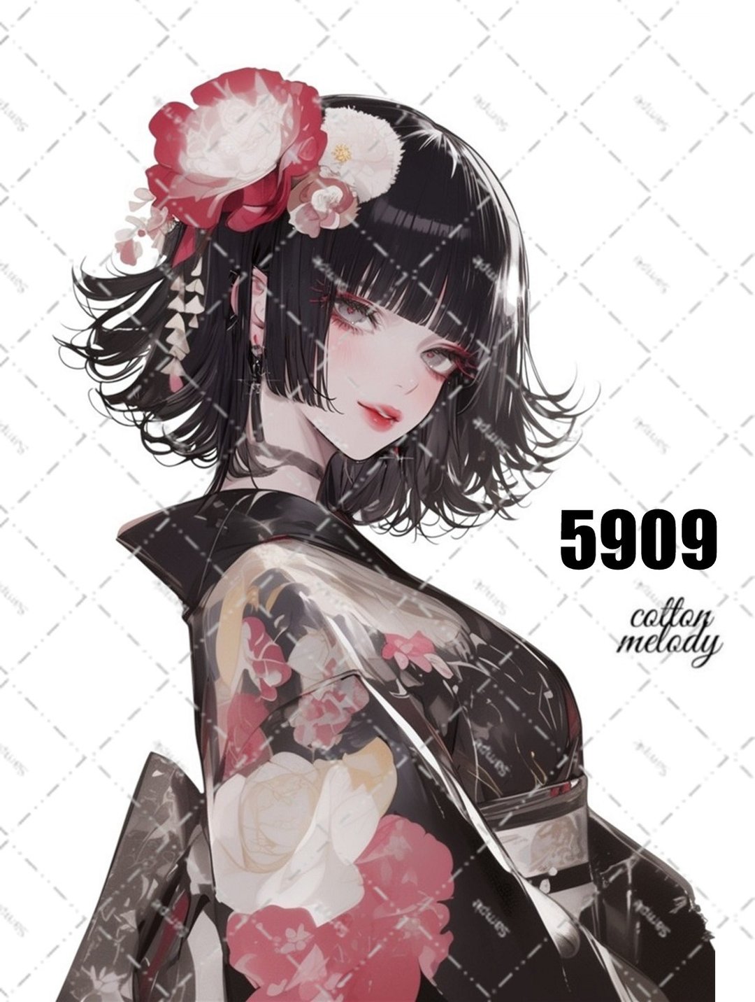 original sticker no.5909 人物贴纸 原创贴纸 人物插画贴纸 女孩贴纸 原创人物贴纸 - 贴纸 - 纸 
