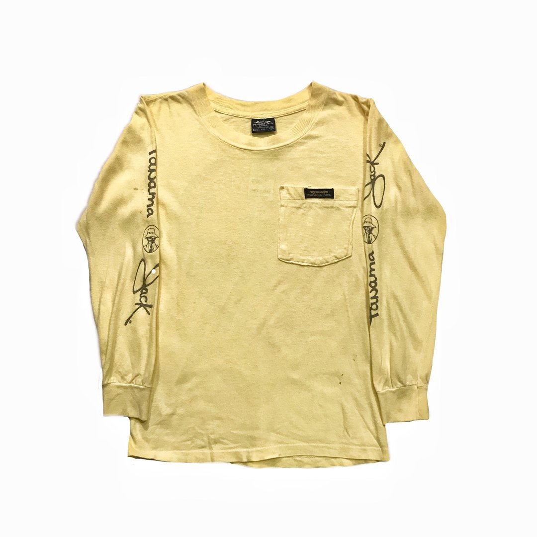 Vintage Long Sleeve T-shirt Panama Jack口袋薄长袖 - 女装上衣 - 棉．麻 黄色