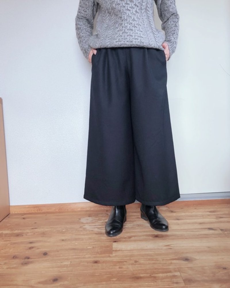 Pinkoi 代购 - 羊毛宽裤 深海军蓝 9/4 长度 - 女装长裤 - 棉．麻 
