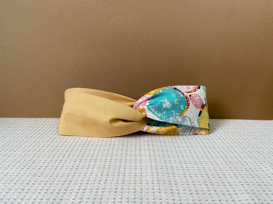 双拼发带 / 梨山奶奶的苹果 - 金 - 发带/发箍 - 棉．麻 金色