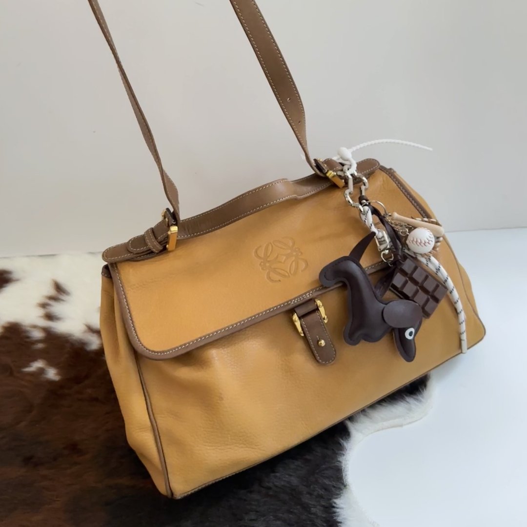 Loewe 焦糖饼干 公文包 - 侧背包/斜挎包 - 真皮 咖啡色