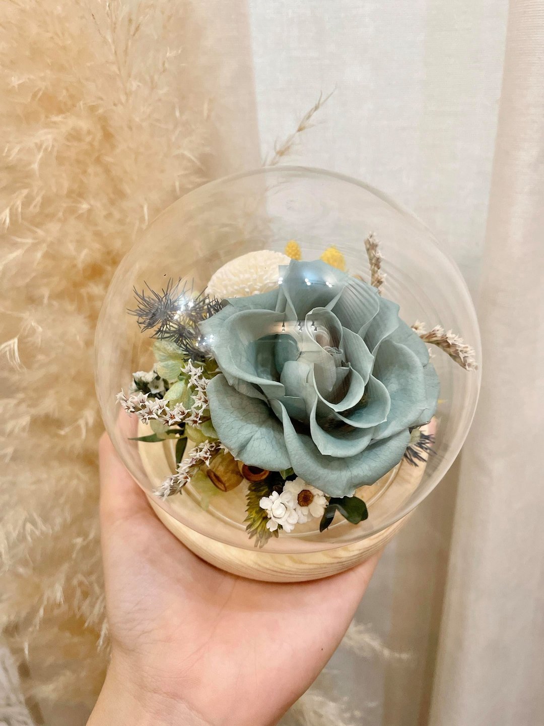 玻璃花罩【莫兰迪绿】玻璃盅 干燥花盅 生日干燥花 母亲节礼物 - 干燥花/捧花 - 植物．花 