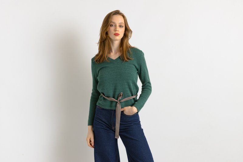 Jil Sander 针织毛衣 深绿色 毛衣 羊毛 兔毛混纺 套头衫 7524 - 女装针织衫/毛衣 - 羊毛 绿色