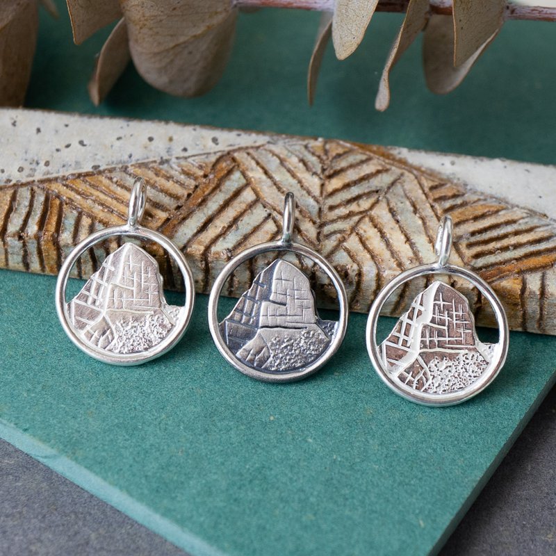 台湾百岳【大霸尖山】925纯银手工项链 送礼 登山 - 项链 - 纯银 银色