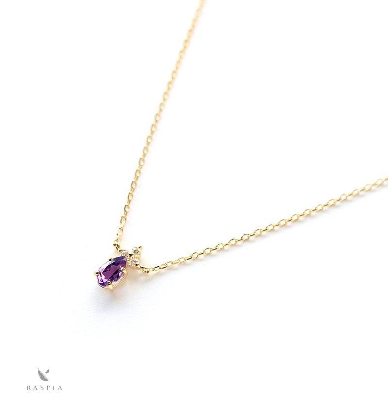 K18 紫水晶&钻石项链 ~Ello Lilas~ 2月诞生石 - 项链 - 宝石 紫色