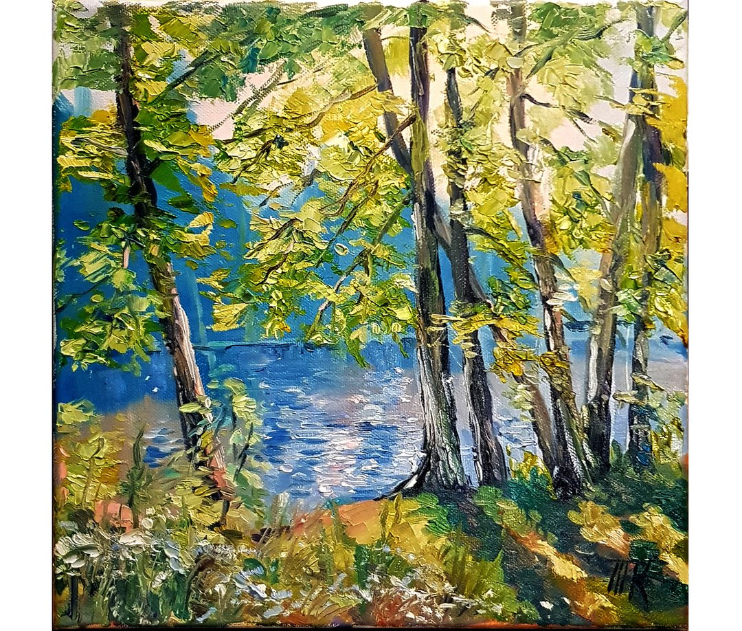 树画。 风景油画。 原创艺术。 油画帆布墙艺术。 挂画。 油画创 - 海报/装饰画/版画 - 棉 多色