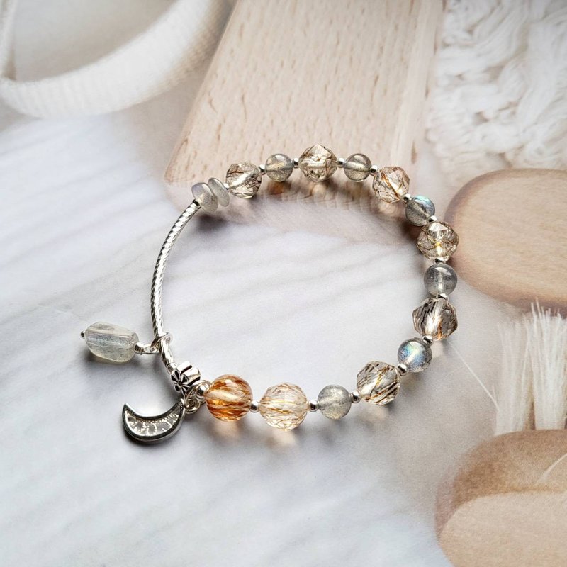 招财/贵人~拉长石黑金超七钻切手链 - 手链/手环 - 水晶 