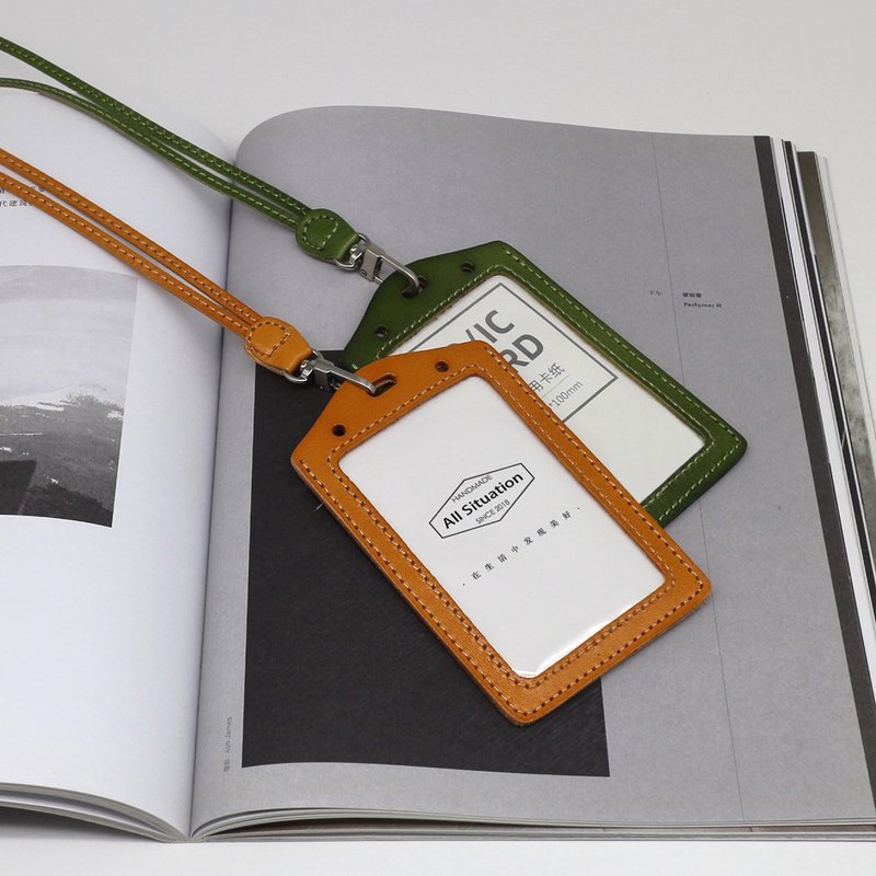 加大号工牌 真皮卡包 头层牛皮挂颈卡牌 - 证件套/卡套 - 真皮 
