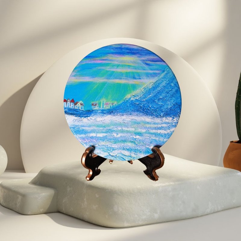 【艺术订制】MIT台湾莺歌陶瓷杯垫 | 晨曦 - 杯垫 - 陶 蓝色