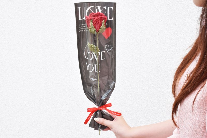 LOVE简约针织红玫瑰花束 - 干燥花/捧花 - 其他材质 红色