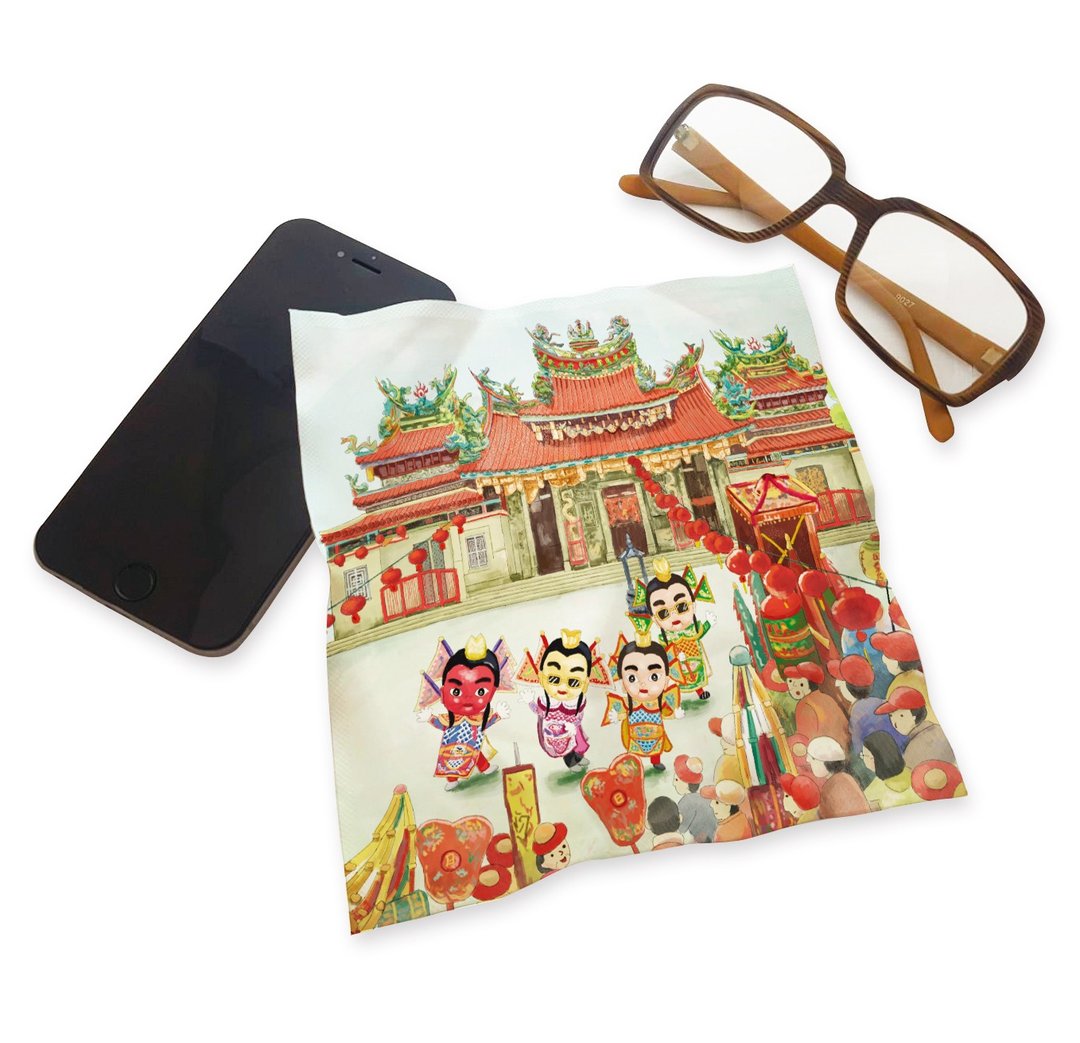【布漾】印花万用布 庙会三太子 超细纤维=手机=平板=笔电=原创 - 眼镜盒/眼镜布 - 聚酯纤维 橘色