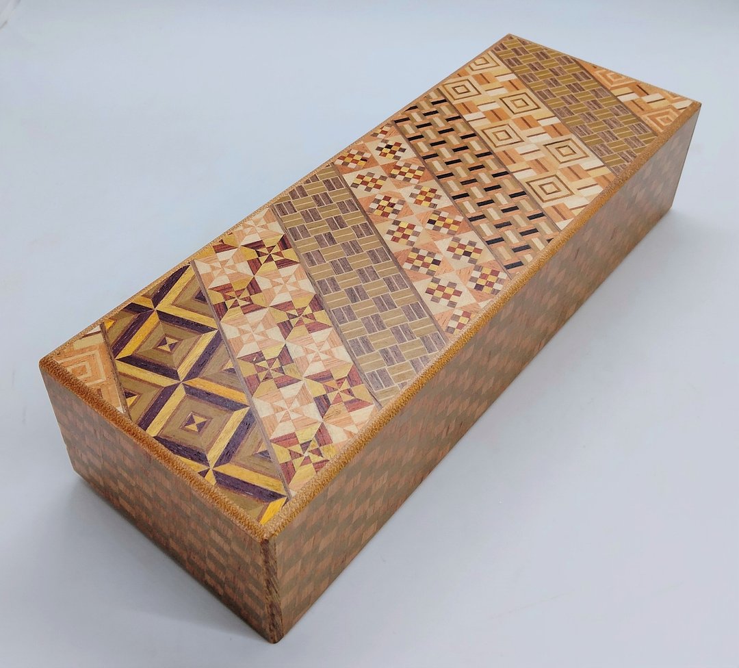Long 14 steps 8 sun Japanese puzzle box Himitsu-bako Yosegi Ichimatsu Japan - 其他 - 木头 
