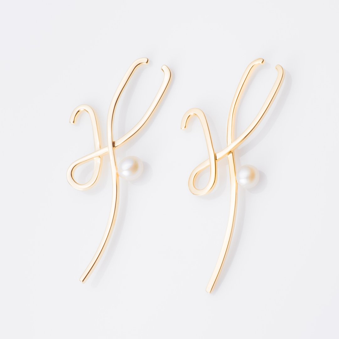 【 热销人气款 】曲线造型珍珠耳窝夹 /  Gia ear cuffs 一对 - 耳环/耳夹 - 其他金属 金色