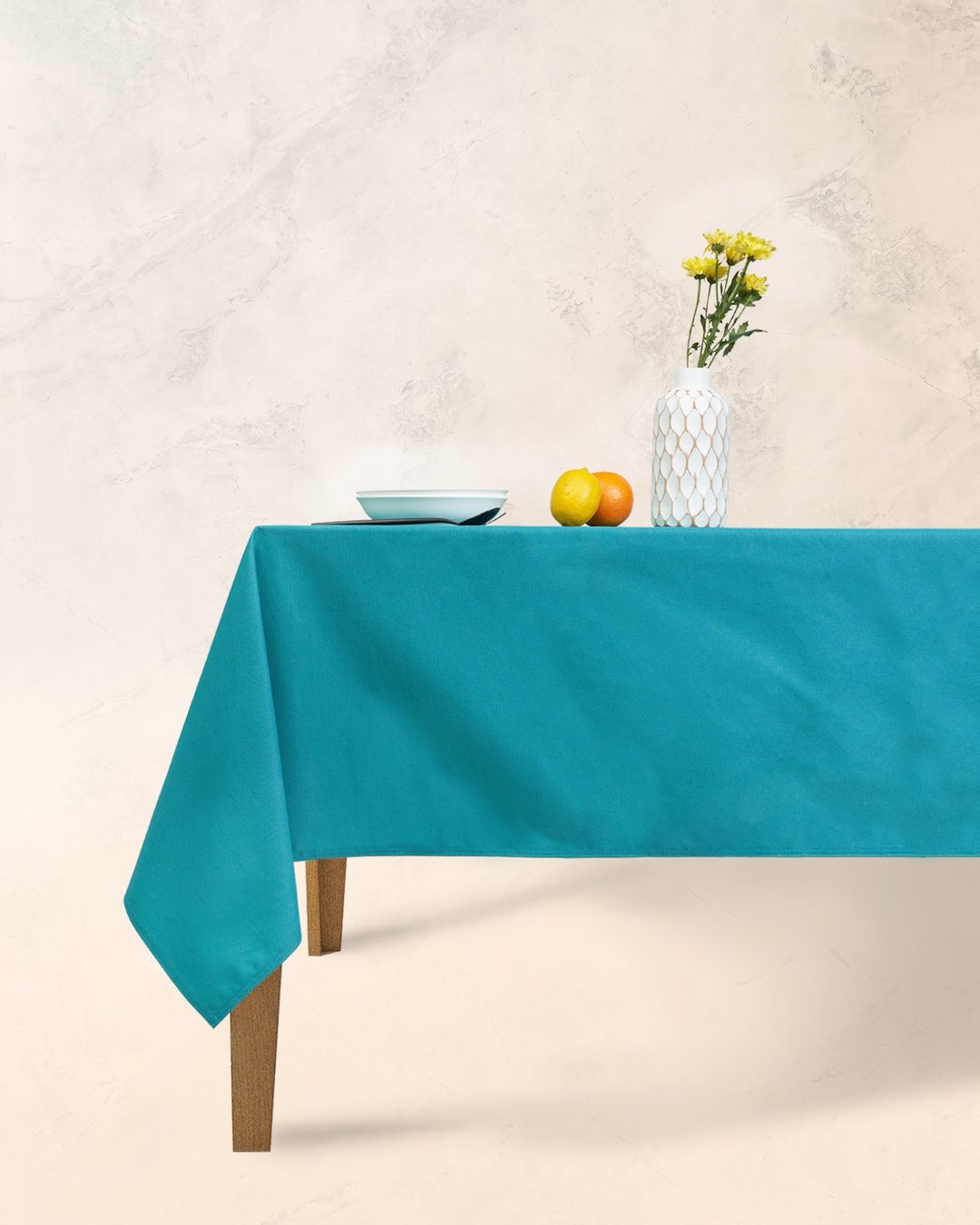 Han&Co. Table Cloth – Beige Teal | Beige Teal HCTBC03 桌布 - 餐桌/书桌 - 棉 蓝色