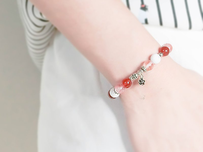 花的祝福天然石银手链 │红色系 玥unicorn 圣诞节 生日 闺密 - 手链/手环 - 宝石 红色