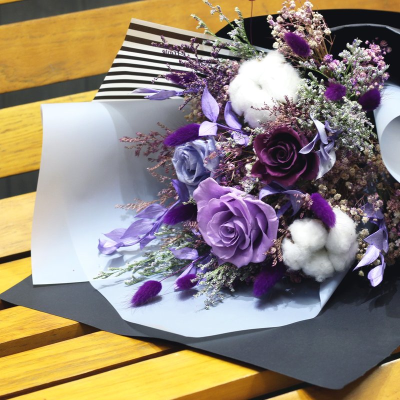 定制毕业花束 永生花束 干燥花束 束紫色里的木棉告白求婚花束 - 干燥花/捧花 - 植物．花 多色